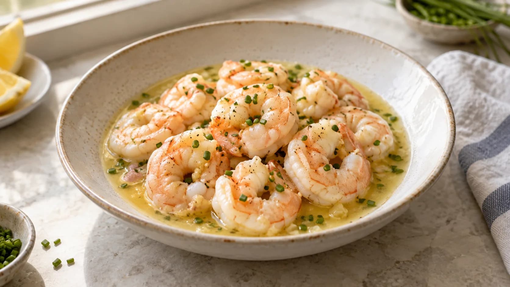 Butter-Poached Shrimp finished dish