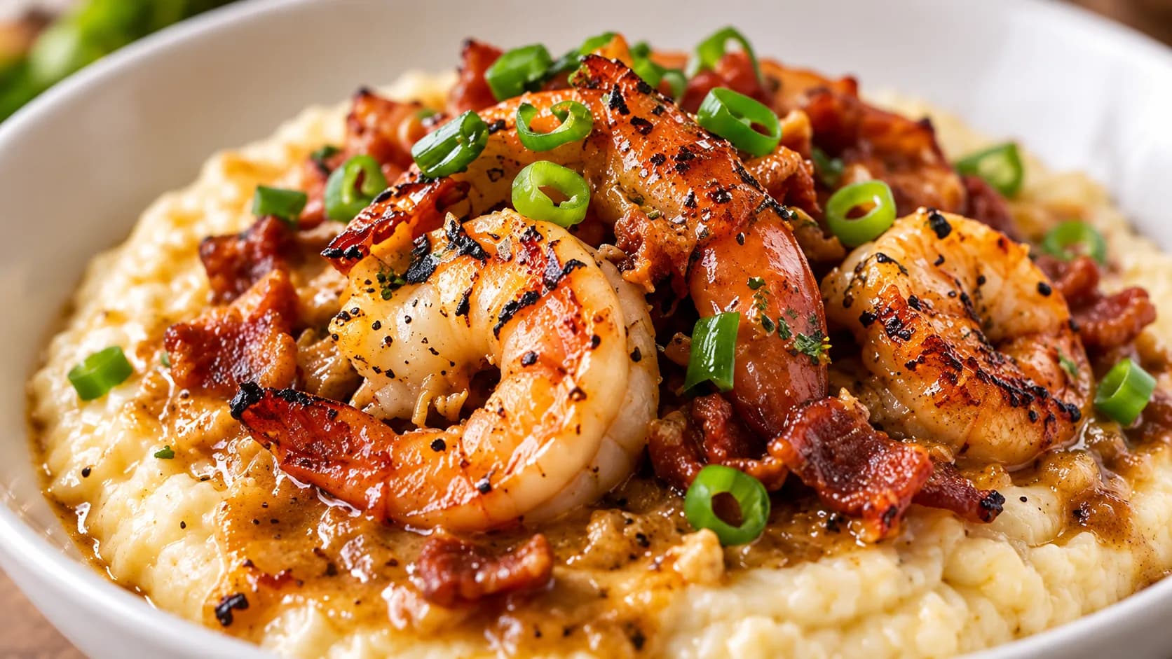 Shrimp & Grits finished dish