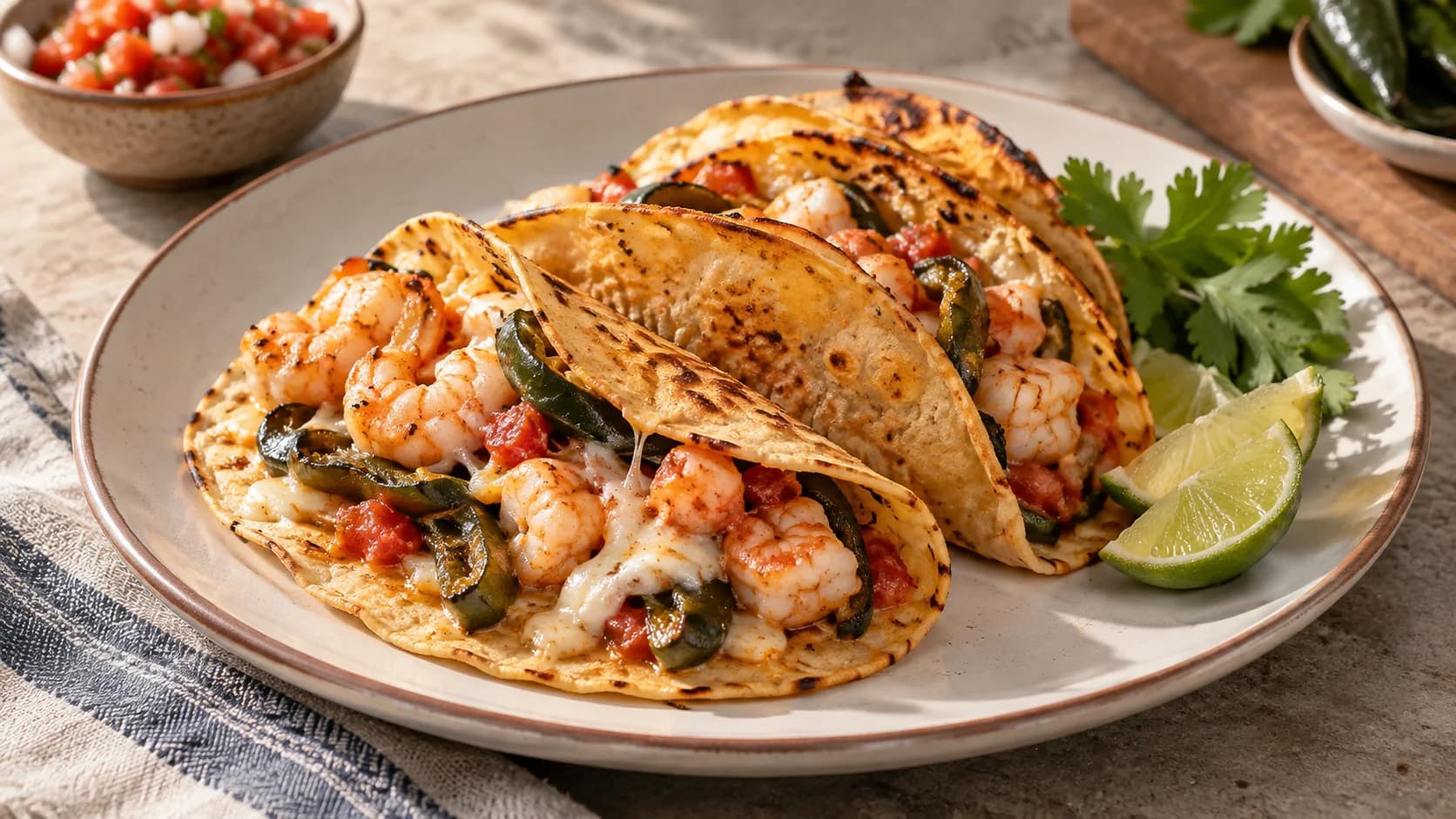 Tacos Gobernador finished dish