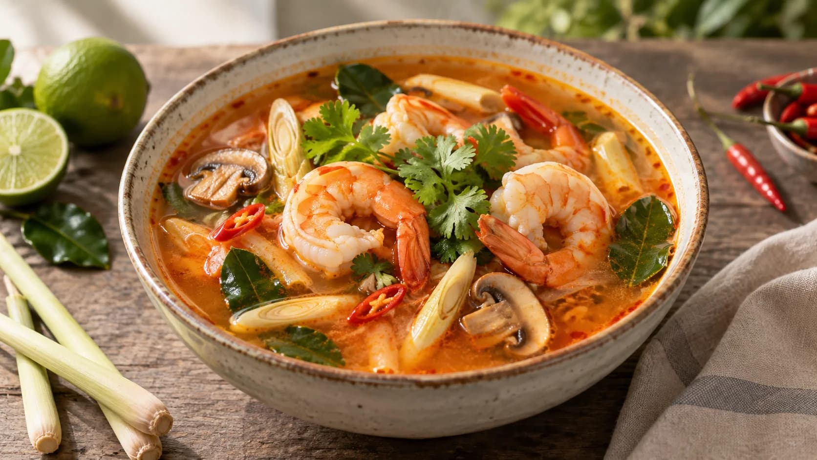 Tom Yum Goong finished dish
