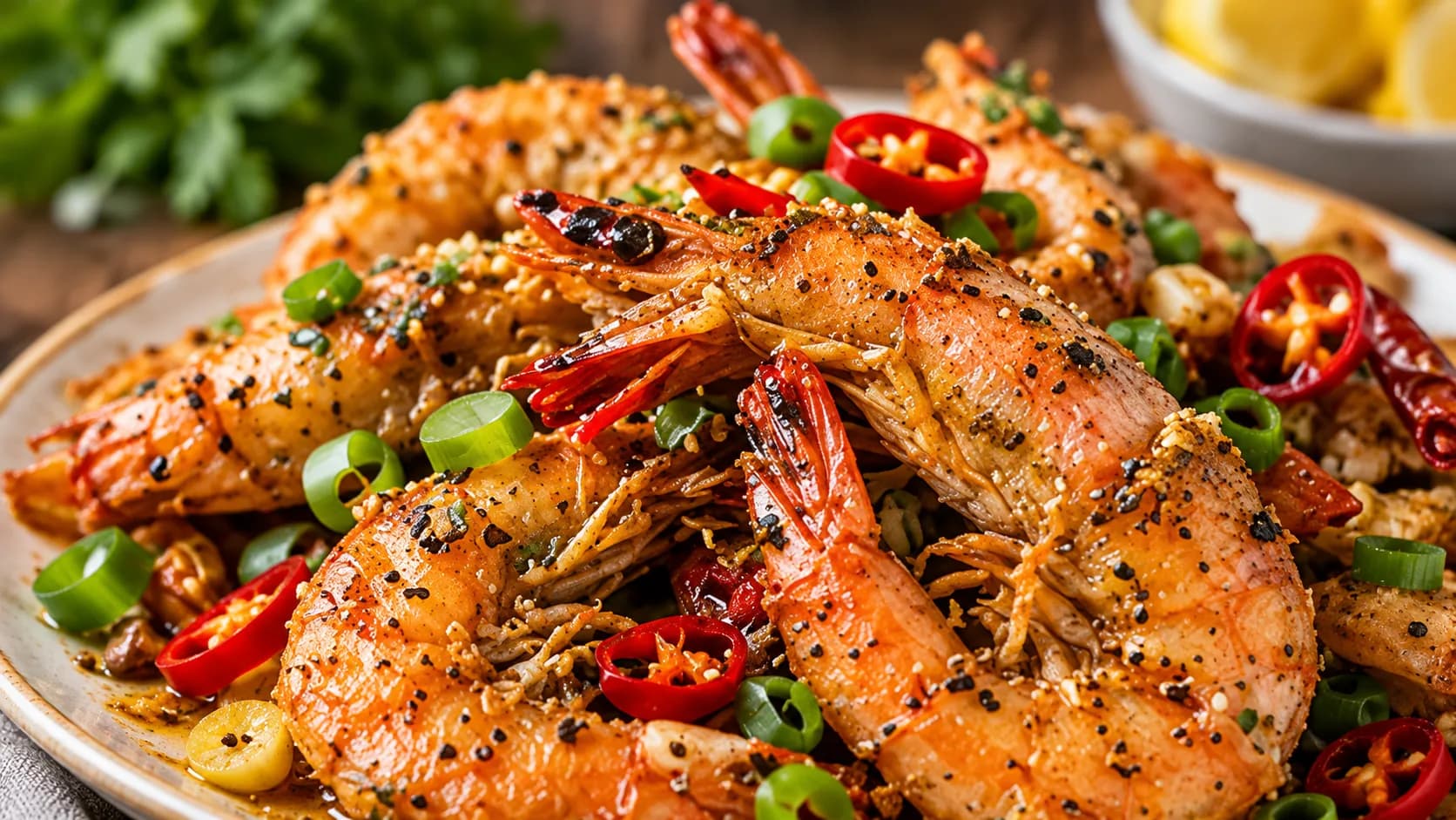 Salt & Pepper Shrimp finished dish