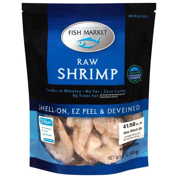 Example retail bag of raw shell-on shrimp